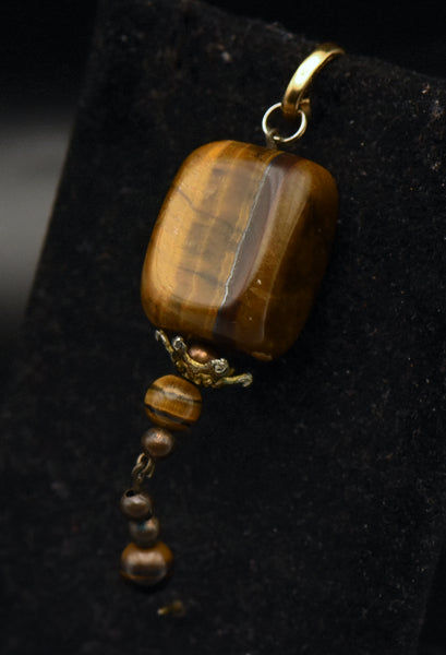 Vintage Tiger's Eye with 14K Gold Italian Bail Pendant