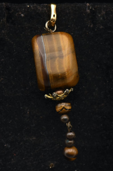 Vintage Tiger's Eye with 14K Gold Italian Bail Pendant