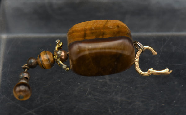 Vintage Tiger's Eye with 14K Gold Italian Bail Pendant