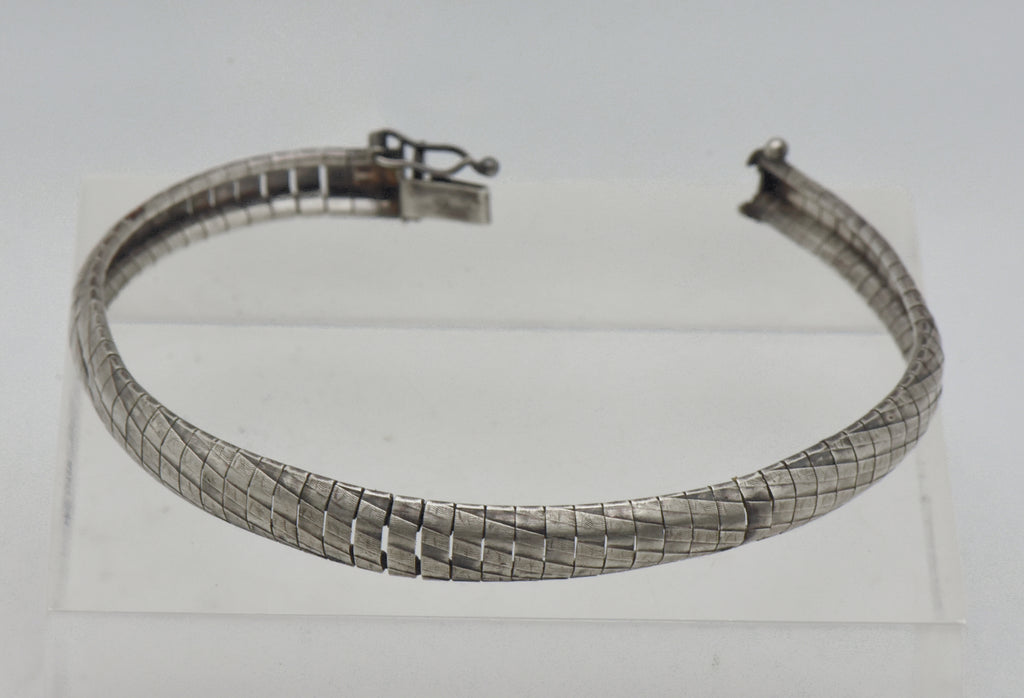 Vintage Sterling Silver Omega Link Bracelet - 7.5" BROKEN CLASP