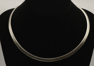 Vintage Sterling Silver Faceted Omega Link Chain Necklace - 18"