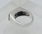 Vintage Black Onyx and Rhinestone Sterling Silver Ring - Size 10.25