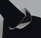 Vintage Black Onyx and Rhinestone Sterling Silver Ring - Size 10.25