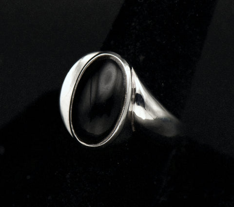 Vintage Sterling Silver Black Onyx Abstract Ring - Size 9