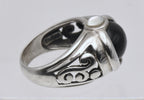 Vintage Black Onyx and Mother of Pearl Sterling Silver Ring - Size 5
