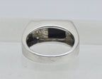 Vintage Black Onyx and Rhinestone Sterling Silver Ring - Size 10.25