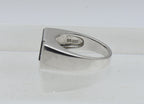 Vintage Black Onyx and Rhinestone Sterling Silver Ring - Size 10.25
