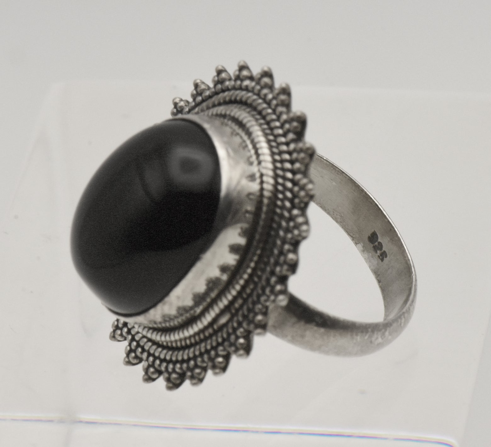 Vintage Handmade Sterling Silver Black Onyx Ring - Size 6