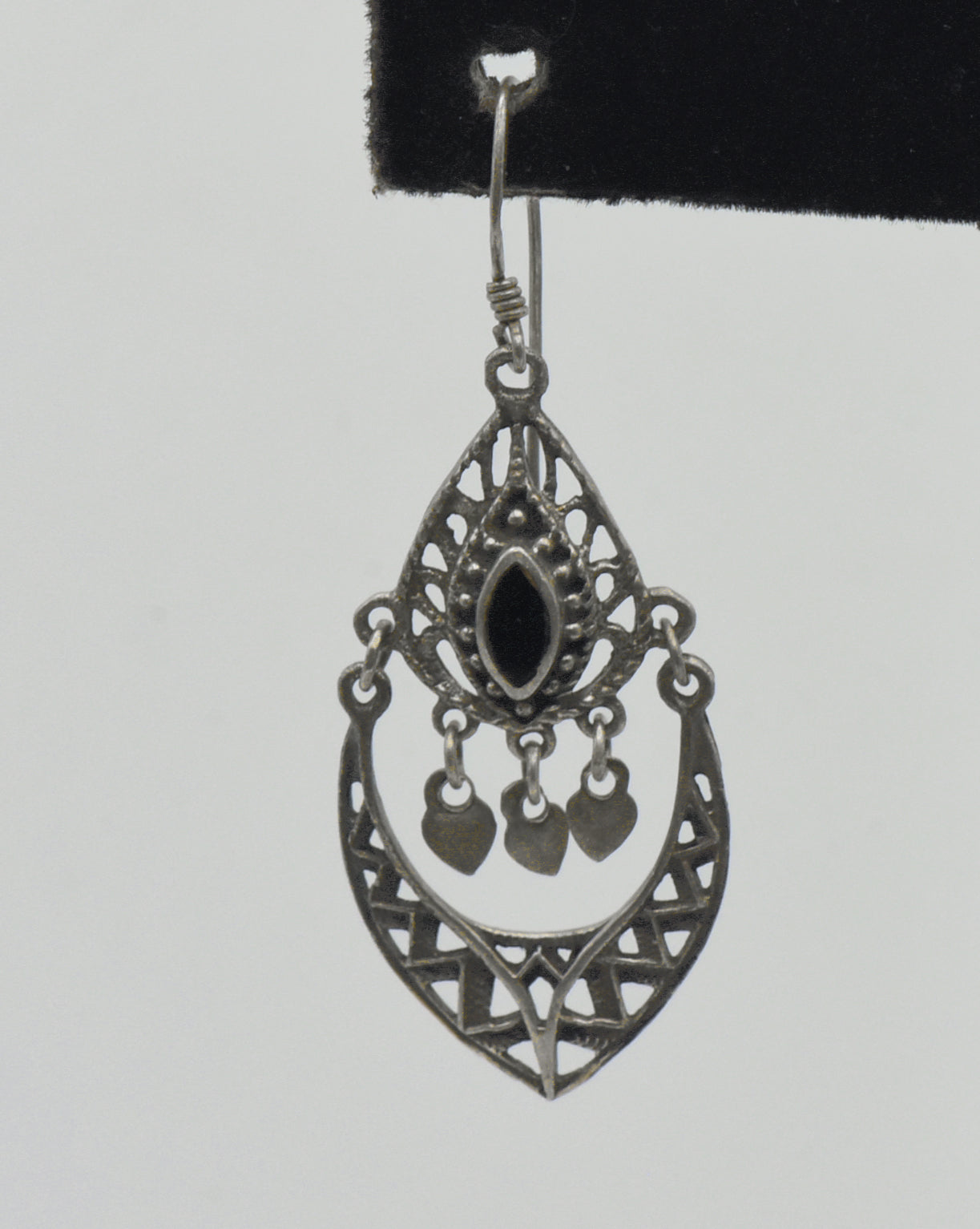 UNMATCHED Vintage Sterling Silver Black Onyx Chandelier Earring