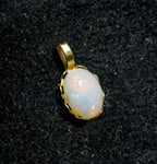 Vintage 14k Gold and White Opal Pendant