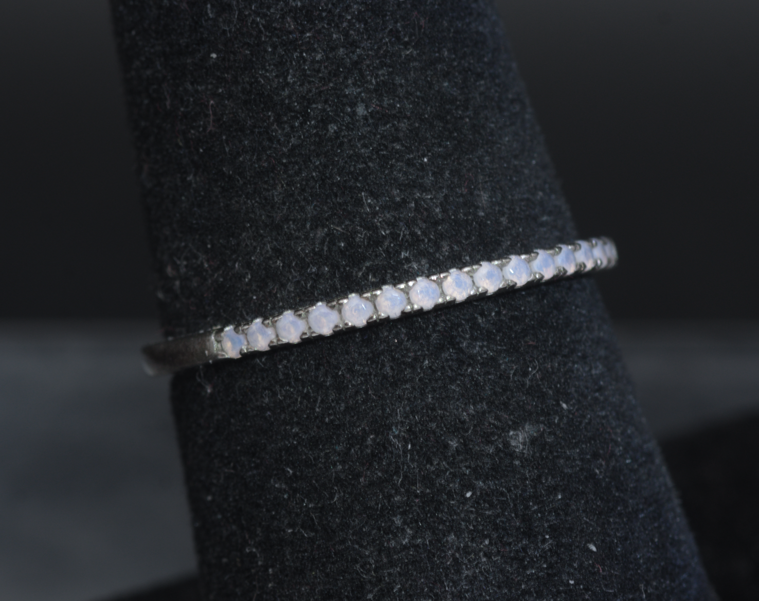 Vintage Sterling Silver Opalite Band - Size 7