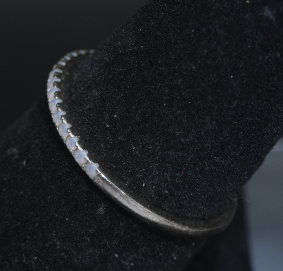 Vintage Sterling Silver Opalite Band - Size 7