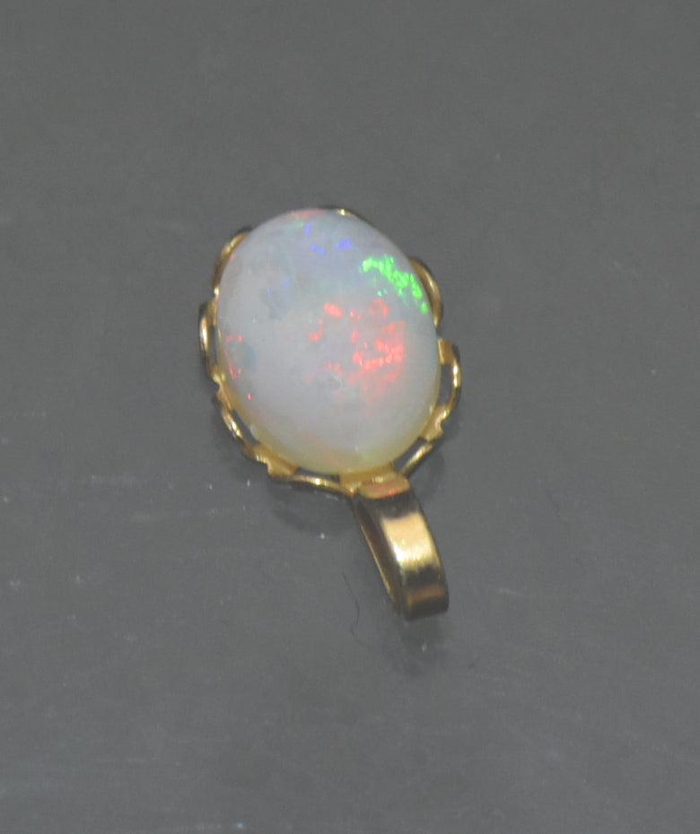 Vintage 14k Gold and White Opal Pendant