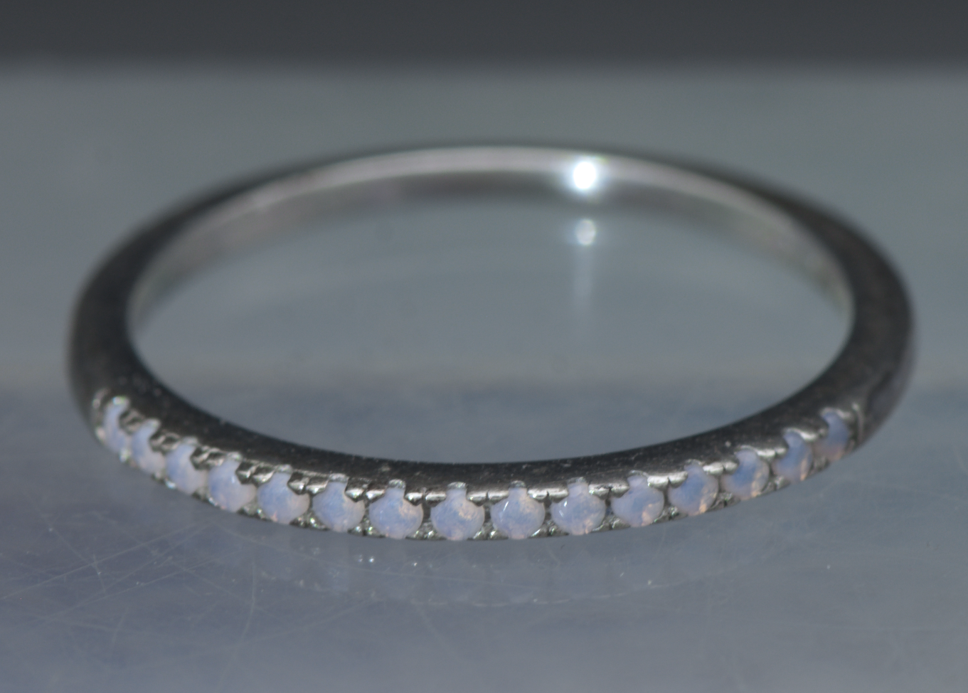 Vintage Sterling Silver Opalite Band - Size 7