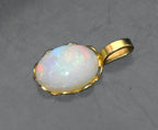 Vintage 14k Gold and White Opal Pendant