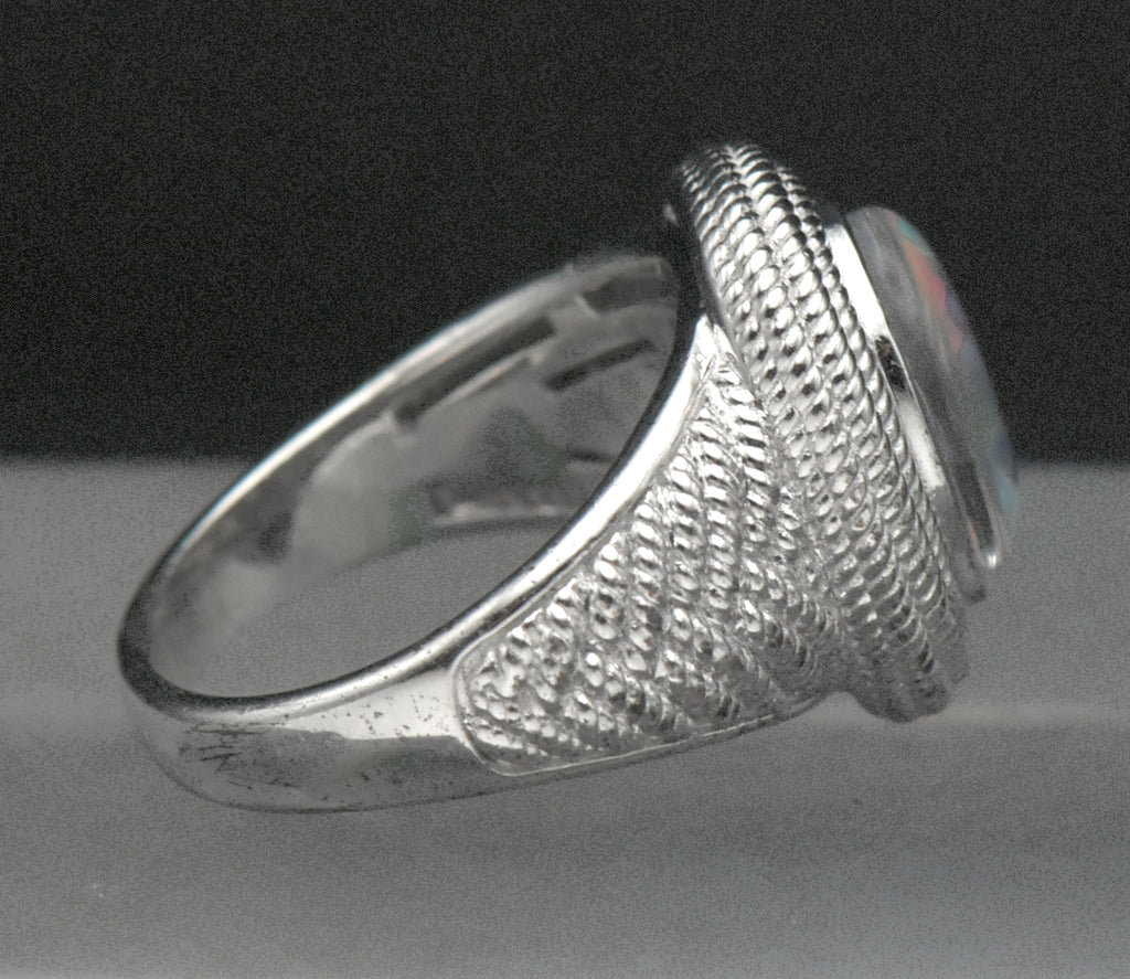 Vintage Sterling Silver Opal Triplet Ring - Size 7