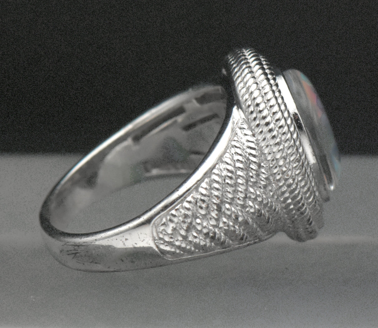 Vintage Sterling Silver Opal Triplet Ring - Size 7