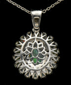 Vintage Opal and Ruby Sterling Silver Pendant on Sterling Silver Chain Necklace - 20.25 Inches