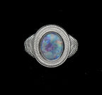 Vintage Sterling Silver Opal Triplet Ring - Size 7