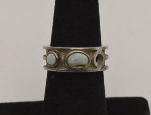 Vintage Handmade White Opal Sterling Silver Ring - Size 6 - DAMAGED