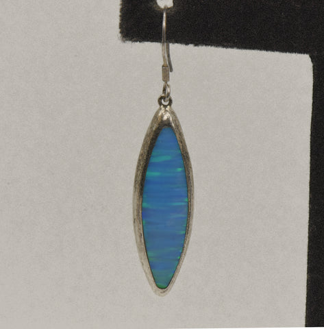 UNMATCHED Synthetic Blue Opal Sterling Silver Dangle Earring