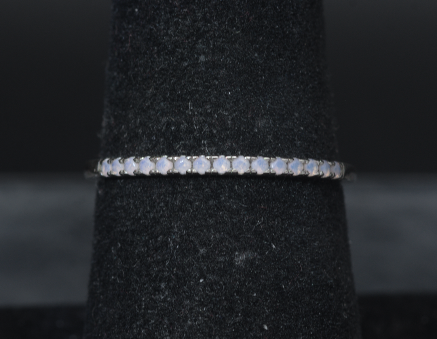 Vintage Sterling Silver Opalite Band - Size 7