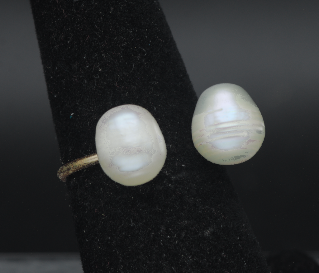 Freshwater Pearls Gold Tone Open Ring - Size 5.5
