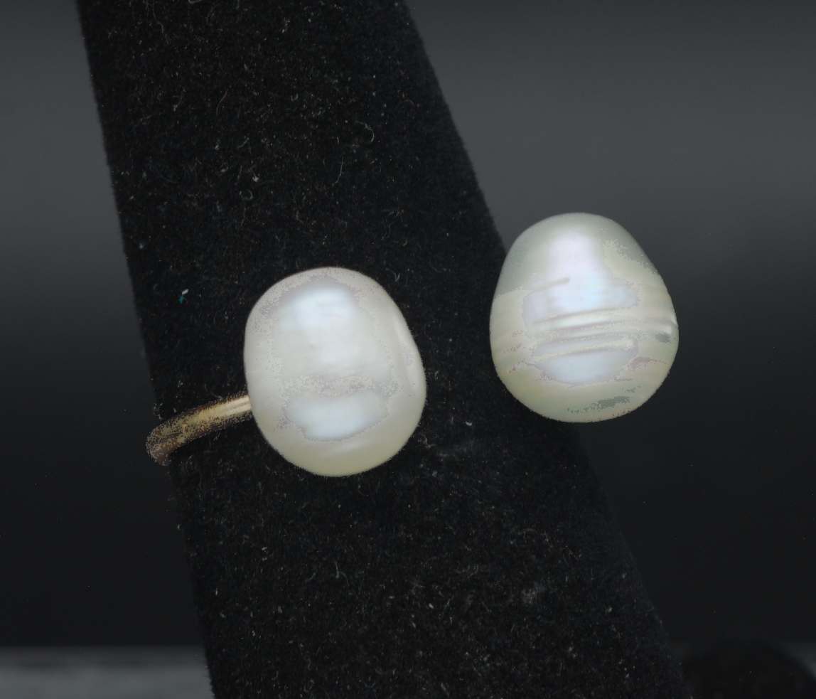 Freshwater Pearls Gold Tone Open Ring - Size 5.5