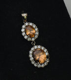 Vintage Sterling Silver Orange Cubic Zirconia Pendant - Missing Stone