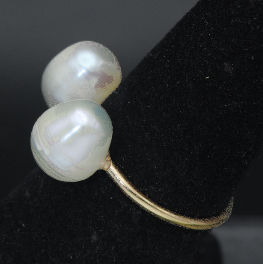 Freshwater Pearls Gold Tone Open Ring - Size 5.5