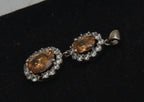 Vintage Sterling Silver Orange Cubic Zirconia Pendant - Missing Stone