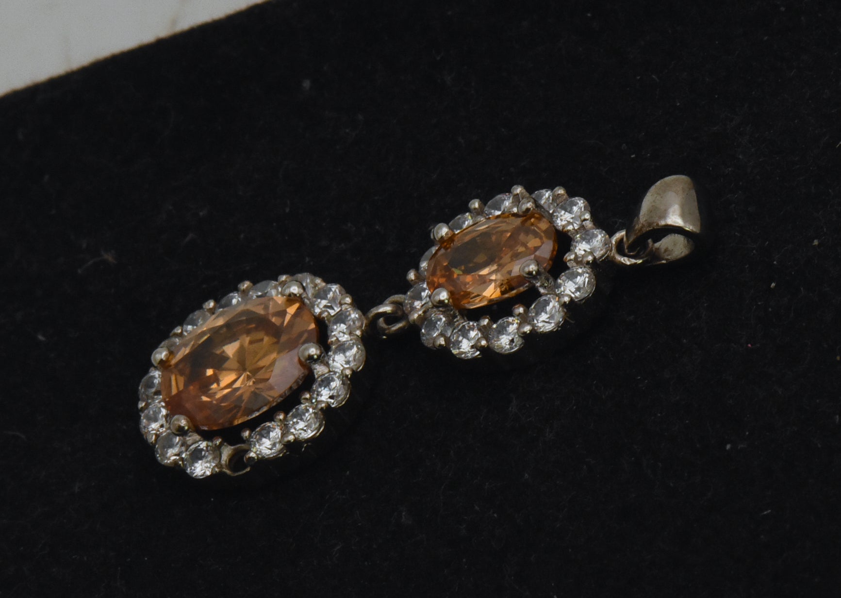 Vintage Sterling Silver Orange Cubic Zirconia Pendant - Missing Stone