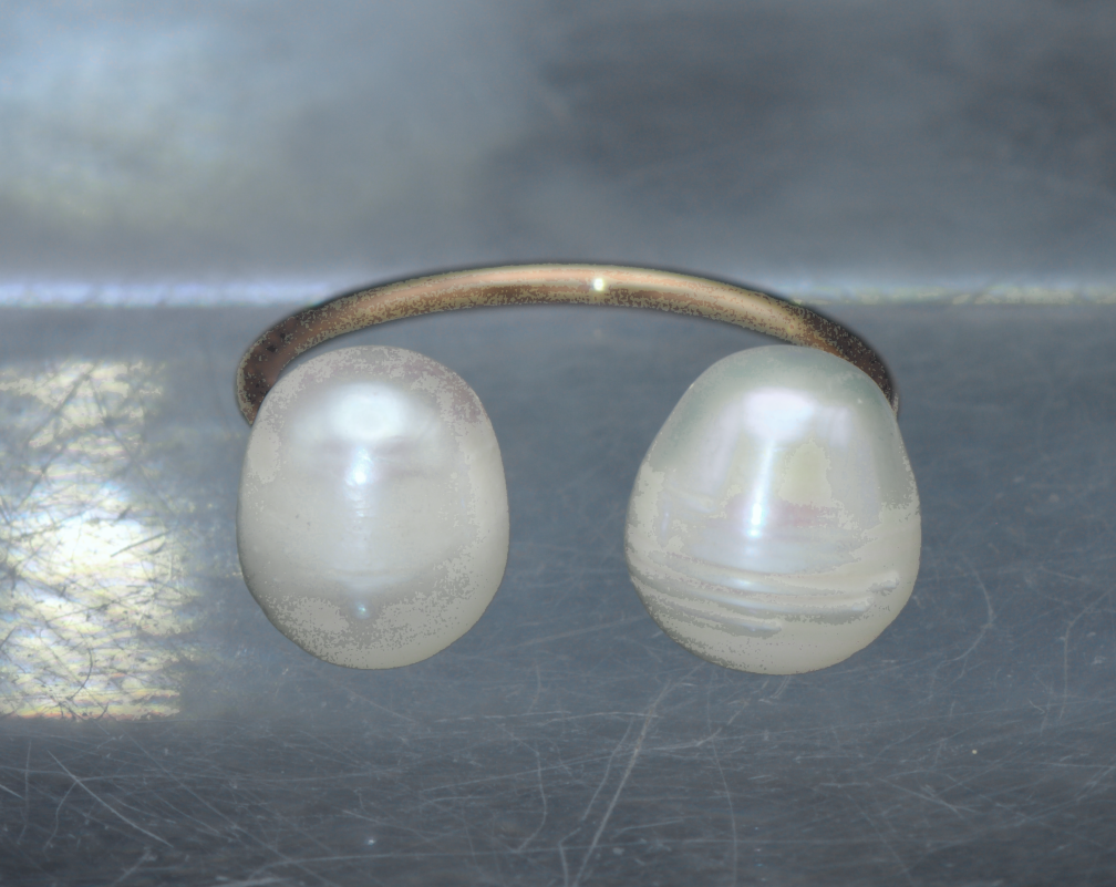 Freshwater Pearls Gold Tone Open Ring - Size 5.5