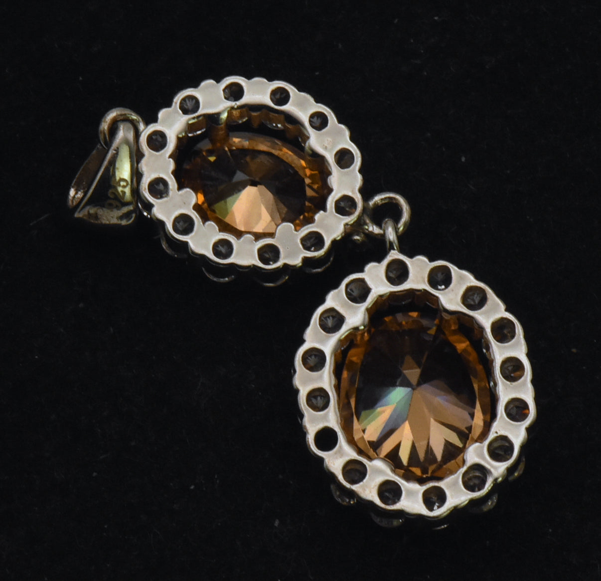 Vintage Sterling Silver Orange Cubic Zirconia Pendant - Missing Stone