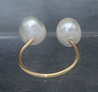 Freshwater Pearls Gold Tone Open Ring - Size 5.5