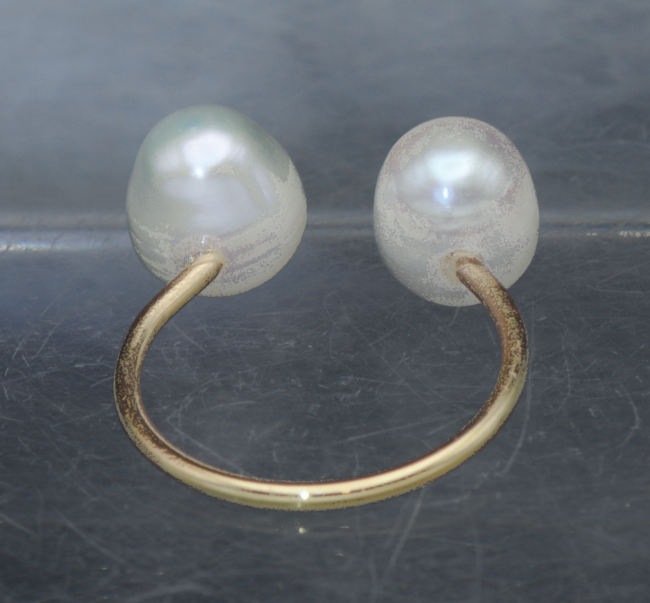 Freshwater Pearls Gold Tone Open Ring - Size 5.5