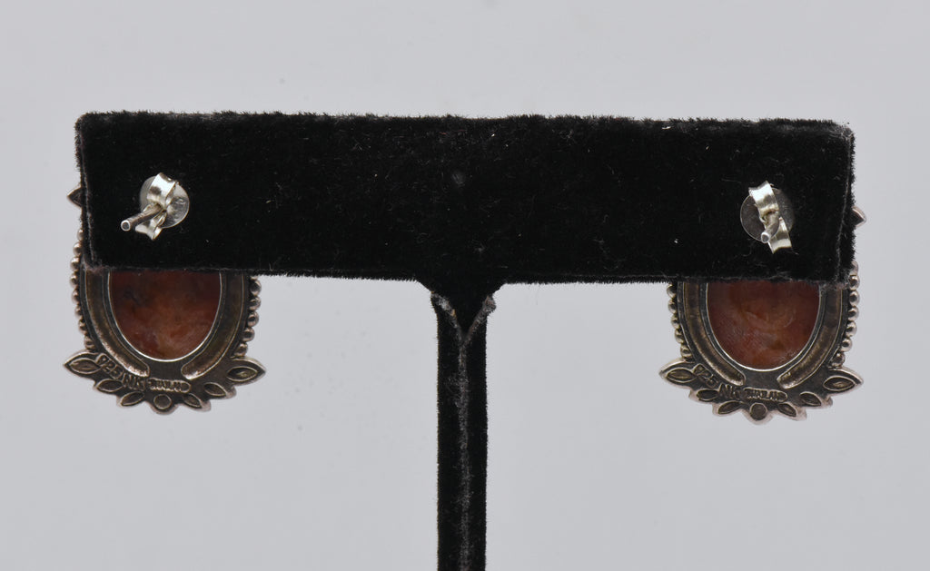 Vintage Orange Jasper Sterling Silver Earriings
