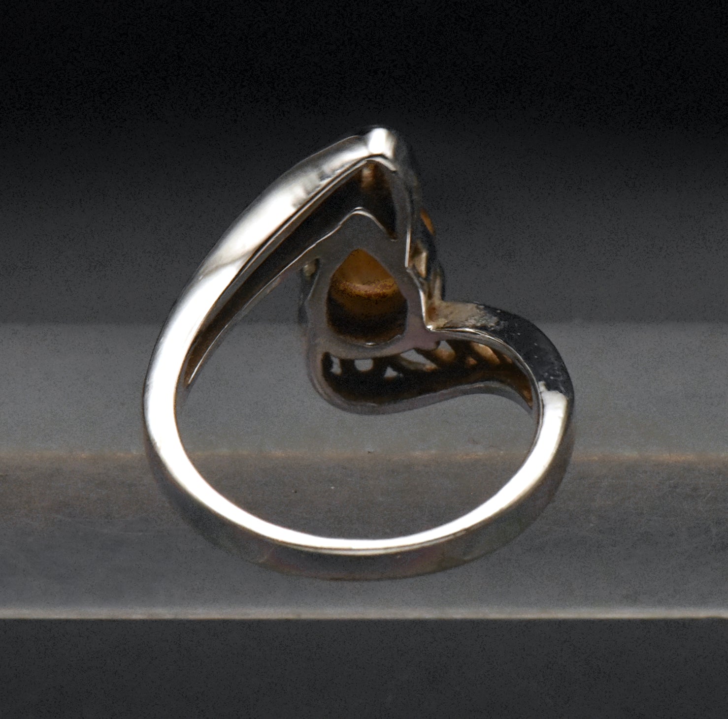 Vintage Orange Cubic Zirconia Sterling Silver Ring - Size 8
