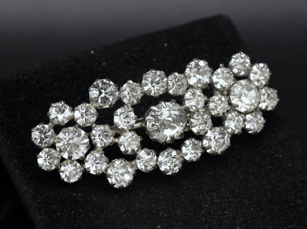 Vintage Rhinestone Silver Tone Metal Brooch