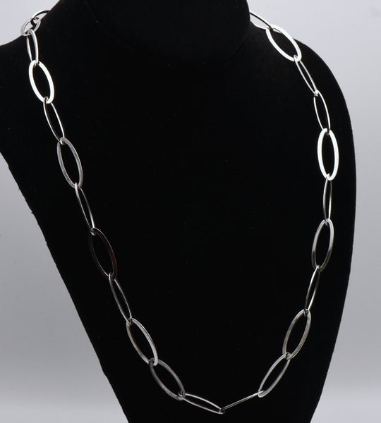 Milor - Vintage Italian Sterling Silver Oval Link Chain Necklace - 24"