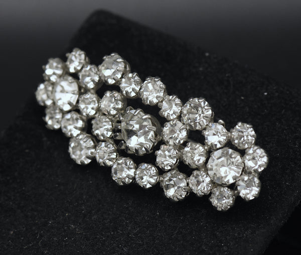 Vintage Rhinestone Silver Tone Metal Brooch