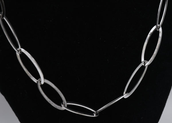 Milor - Vintage Italian Sterling Silver Oval Link Chain Necklace - 24"