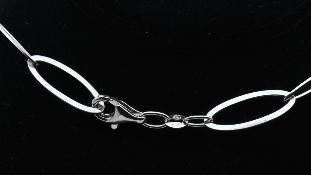 Milor - Vintage Italian Sterling Silver Oval Link Chain Necklace - 24"
