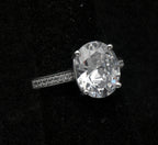Vintage Oval Cut Cubic Zirconia Sterling Silver Ring - Size 6