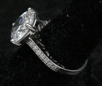 Vintage Oval Cut Cubic Zirconia Sterling Silver Ring - Size 6