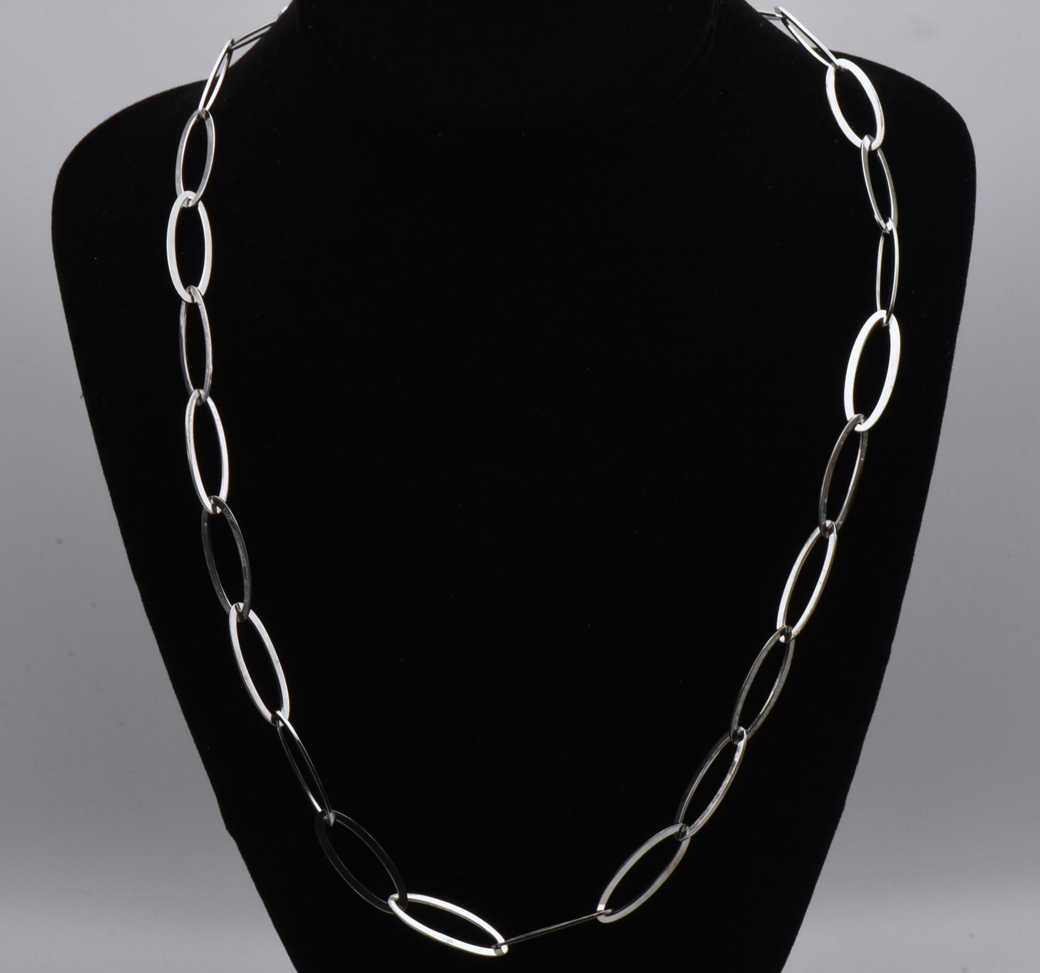 Milor - Vintage Italian Sterling Silver Oval Link Chain Necklace - 24"