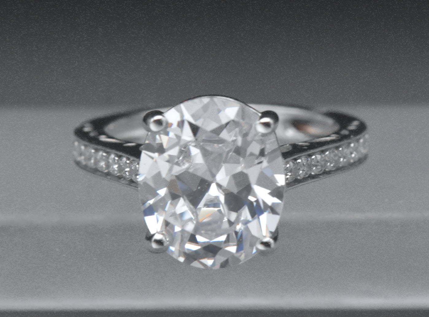 Vintage Oval Cut Cubic Zirconia Sterling Silver Ring - Size 6