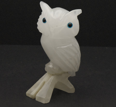 Beautifully Carved Calcite Owl on Perch