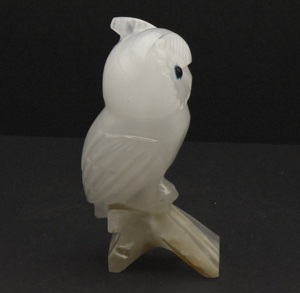 Beautifully Carved Calcite Owl on Perch