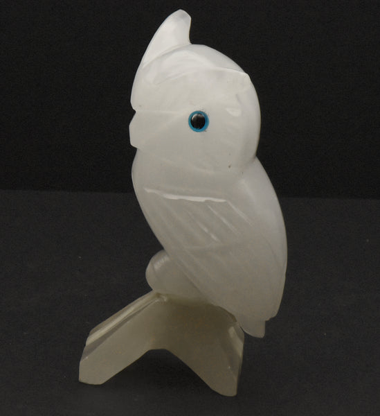 Beautifully Carved Calcite Owl on Perch